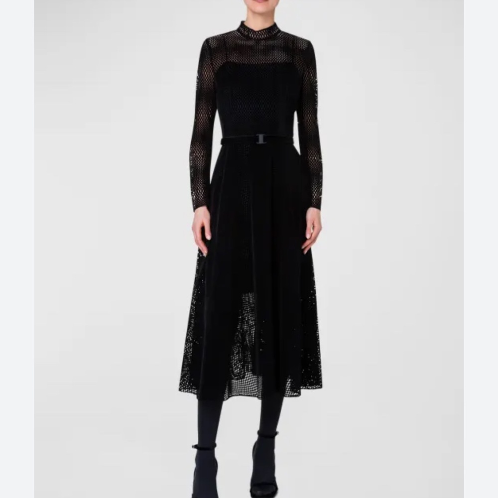 AKRIS PUNTO Velvet Laser-Cut Midi Dress